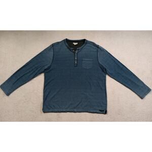 Carbon 2 Cobalt Long Sleeve Henley Shirt Mens XL Textured Cotton Blue